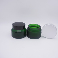Verre vert vide rond 2oz bocal en verre avec couvercle en plastique