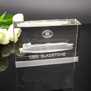 定制个性玻璃块3D激光雕刻军舰货机照片模型水晶立方体纪念品礼品