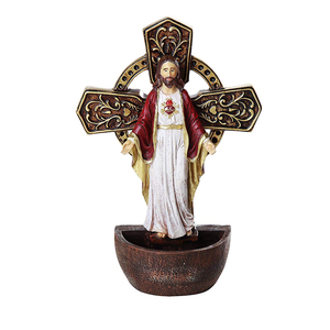 Sacramento religioso pared decoración Polyresin Jesús Santo agua fuente de 6,75 pulgadas - Product Image 1