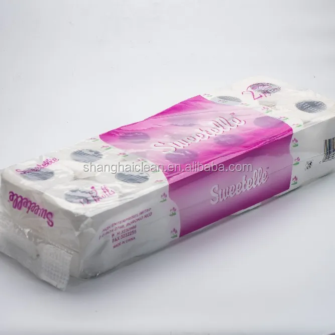 100% Virgin Pulp Wit Tissue Roll Natuurlijke Papieren Servet 2 Ply 300 Vellen Zijdepapier Custom Embossing Toiletpapier