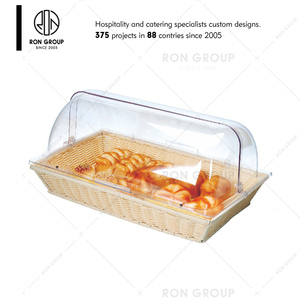 Cestini Portaoggetti in Vimini Intrecciato Fatti a Mano con Coperchio in Acrilico per Ristoranti, Personalizzabili per Pane, Frutta, Verdura e Artigianato - Product Image 2
