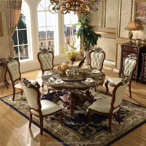 Classic Royal Solid Wood Hand Carved tables Dining room furniture dinning set