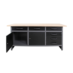 JZD High Quality Work Bench 15 Drawers Wood Top Working Table Garage Metal Tool Storage Cabinet