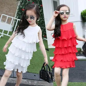 Sleeveless fashion korean child clothes dress for baby girl princess froks