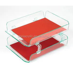 Stacking Clear Acrylic File Trays Book Display Holder Lucite A4 File Display Stand