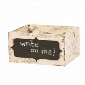 Countryside <strong>White</strong> Washed <strong>Wooden</strong> Planter Box with Chalkboard Multifunctional Rectangle <strong>Wooden</strong> Sundries <strong>Crate</strong> - Product Image 2