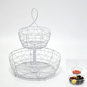 Soporte de pastel de metal de 2 niveles redondo de color Blanco clásico - Product Image 1