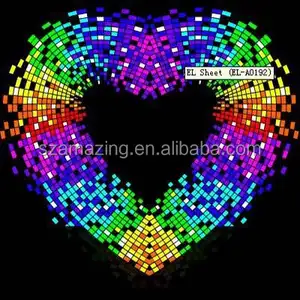 Colorful Heart design EL glowing equalizer flashing sticker with 4pcs AAA battery inverter