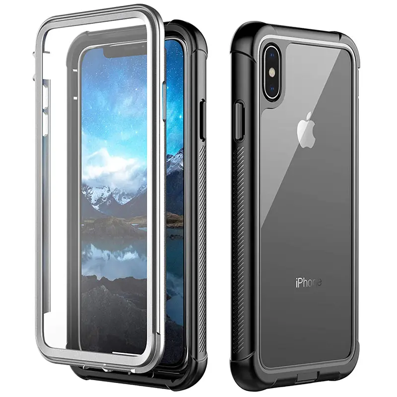 For iPhone Xs Max Cell Phone Case 360 Degree Protection Full-body Rugged Shockproof Case with Screen Protector for iPhone Xs Max