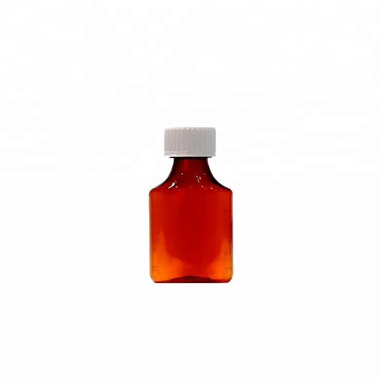 1 OZ plastic syrup bottle pet drink plastic bottle amber liquid medicine bottle