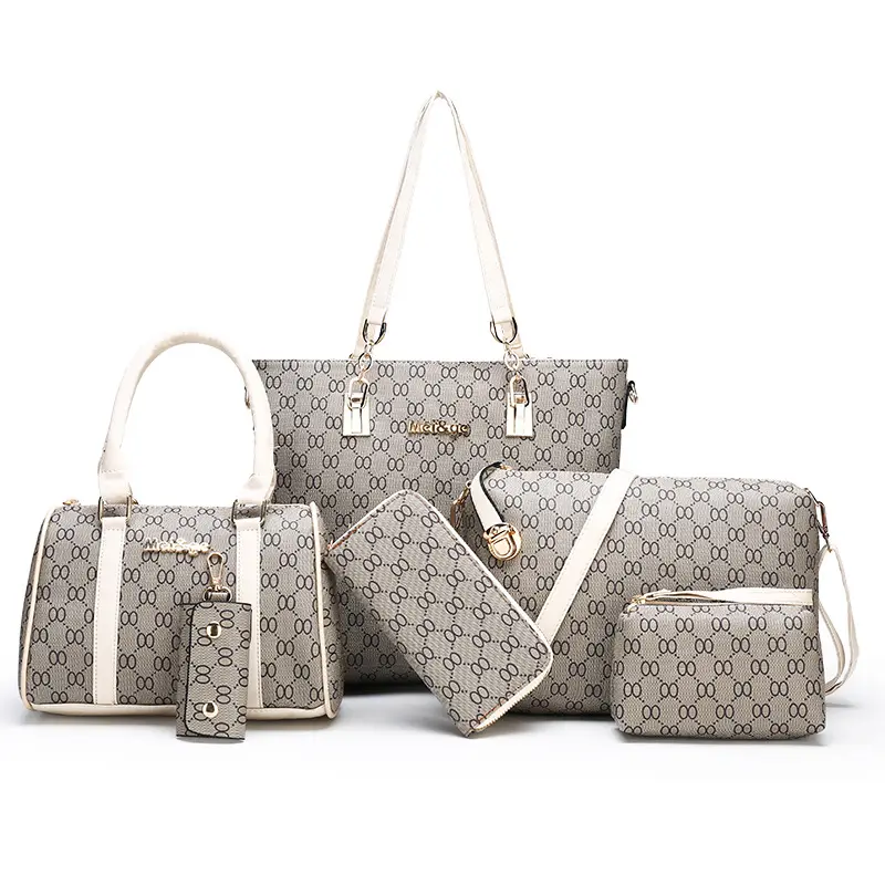 Оптовая продажа 2019, женские сумки через плечо, наборы из 6 сумок из искусственной кожи, новые трендовые элегантные дамские сумочки