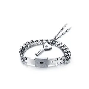 Sieraden Set Sleutel Tot Mijn Hart Sleutel Ketting Te Openen Armband Hot Sale Titanium Staal Love Heart Lock Armband