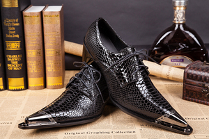 NA009 Scarpe Casual Nere da <span class=keywords><strong>Uomo</strong></span> in Pelle, Scarpe Eleganti da Cerimonia, <span class=keywords><strong>Espadrillas</strong></span> con Lacci Metallici, Scarpe Oxford Personalizzate - Product Image 5