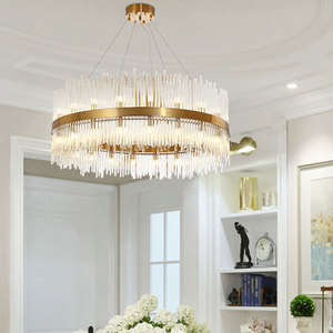 Lustre moderne européen en verre doré avec anneau, <span class=keywords><strong>suspension</strong></span> LED <span class=keywords><strong>pour</strong></span> chambre à coucher, luminaire de luxe <span class=keywords><strong>pour</strong></span> escalier et villa, décoration suspendue - Product Image 2