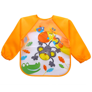 Waterproof <strong>Plastic</strong> Long Sleeved Baby <strong>Bibs</strong> Soft Washable Printed Baby Apron <strong>Bib</strong> for Kids Feeding Painting - Product Image 1