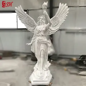 Fibra de vidro escultura do anjo da deusa luz ao ar livre grande