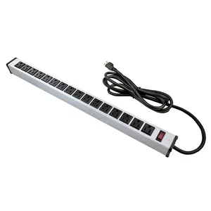 16 way outlets socket strip multi-function extension PDU power with switch 125V15A U L approval