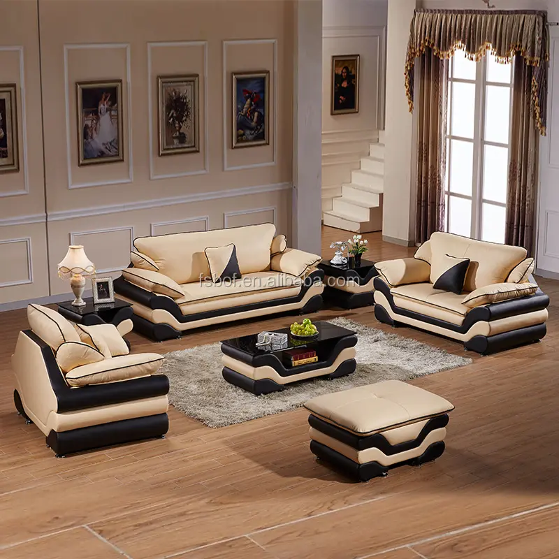 L شكل أريكة مع طاولة ركن والجلود طاولة جانبية مجموعة كاملة ل اللوبي أثاث غرفة 803