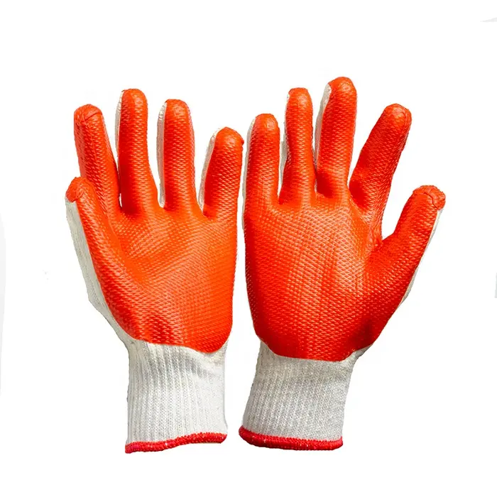 7 gauge red thick rubber coated gloves