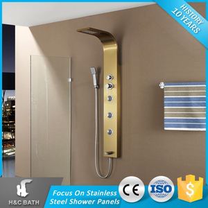 Top Classe Économique Mur Monté D'or Brosse En Laiton De Douche Panneau De <span class=keywords><strong>Carrosserie</strong></span> - Product Image 1