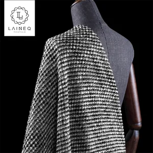 Blanco y Negro hilo de bucle mostrar pesado original alto contenido de lana de gama alta abrigo de tweed tela fábrica