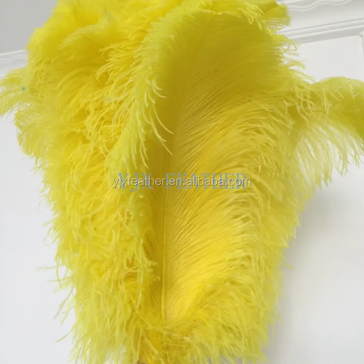 Plumas de avestruz amarillas de 50-55cm al por mayor para centros de mesa de boda