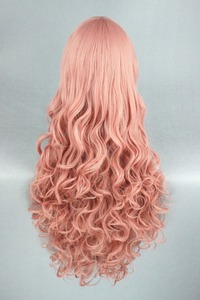 Venta al por mayor 80cm largo rizado <span class=keywords><strong>Rosa</strong></span> <span class=keywords><strong>peluca</strong></span> Cosplay Vocaloid Luka <span class=keywords><strong>Peluca</strong></span> sintético Anime <span class=keywords><strong>Halloween</strong></span> fiesta Cosplay disfraz <span class=keywords><strong>peluca</strong></span> - Product Image 5