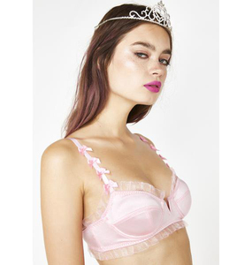 Conjunto de sujetador y bralettes de satén para mujer, ropa interior de Reina, sexy, <span class=keywords><strong>con</strong></span> aros y bragas - Product Image 4
