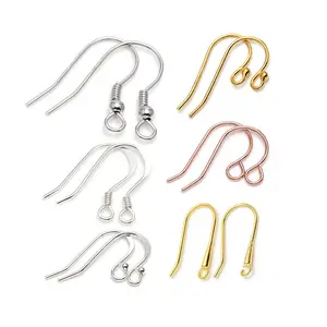 0.6mm 925 Sterling Silver French Fish Earwire Hooks with Loop Ball