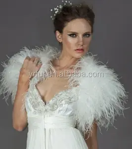 YR477A New Arrival Wedding Bridal Ostrich Vest Shrug