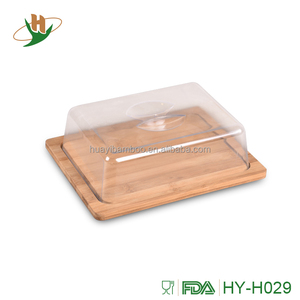 De bambú personalizado cortar pan con tapa transparente cortador de queso acabado aceitado - Product Image 1