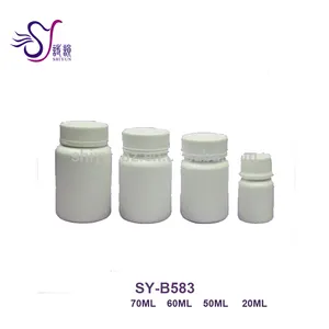 Cápsulas de plástico botella diseño de la forma redonda, HDPE de plástico píldora medicina botella blanca