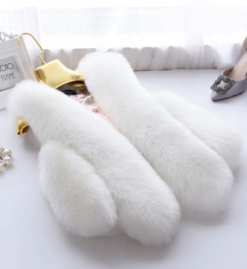 Elegant design Pure farbe Women kleidung Fox Fur Short Vest High qualität Faux Fox Fur Gilet