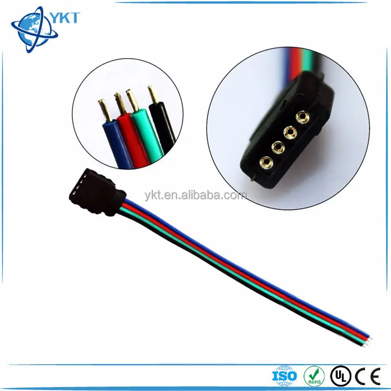 RGB Kabel Koneksi Perempuan 4pin, untuk Strip Led RGB Strip 4 Pin Kabel Led untuk Pengontrol LED RGB