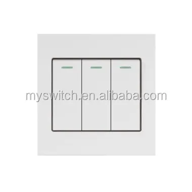 Electric Wall Switch Modern PC White Panel Decorative Wall Switch 3 Gang 1 Way Electric Light Switch