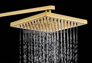 Mitigeur de <span class=keywords><strong>douche</strong></span> de salle de bain chaud et froid en cuivre de marque de luxe, ensemble de <span class=keywords><strong>douche</strong></span> et de robinet à double bain en laiton plaqué or - Product Image 4