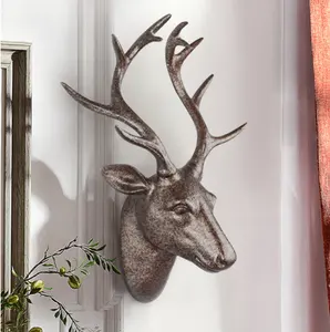 Cabeza de calavera de ciervo tridimensional, artesanías de resina para decoración del hogar