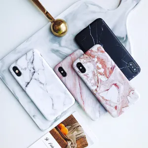 Granit taş mermer doku desen iPhone için kılıf XS Max XR XS 6 6S 7 8 artı X ince yumuşak IMD telefon kılıfları kapak Coque