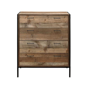 Meubles modernes en bois massif, cadre en fer, style industriel, portes de tiroirs, armoire - Product Image 1