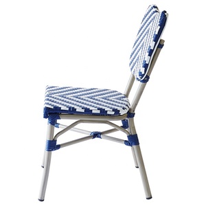 <strong>Blue</strong> White Outdoor Garden Restaurant Wicker Aluminum <strong>Dining</strong> Furniture Patio Cafe Rattan Bistro <strong>Chair</strong> - Product Image 3