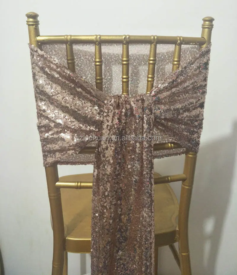 Sedia di cerimonia nuziale Tie Backs Oro Rosa Sequin del Telaio della Sedia