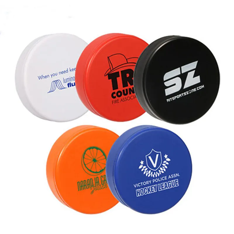 Accept Custom Printing Logo Soft PU Foam Stress Hockey Puck