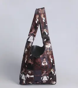 تي شيرت تايفك بطباعة مخصصة وناعمة حقيبة حمل مع طباعة CMYK ملونة بالكامل