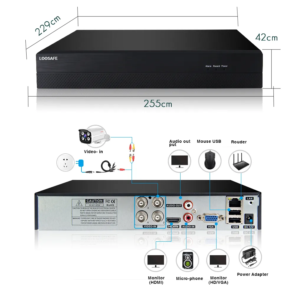 ホット販売製品ネットワークNVR4チャンネルh.264ネットワークセキュリティCCTV AHD DVR 4chIPカメラ