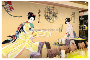 사용자 정의 3D 스테레오 일본어 숙녀 벽화 벽지 초밥 스토어 클럽 복도 현관 벽지 비닐 벽지 - Product Image 3