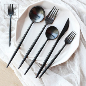 Fabriek Direct Matte Zwart Handvat Bestek <span class=keywords><strong>Set</strong></span> Gift <span class=keywords><strong>Set</strong></span>