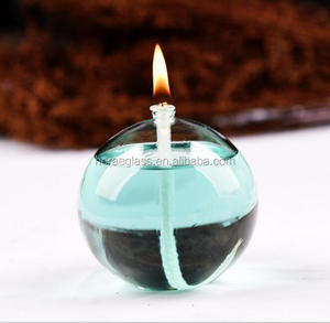 Round Glass Colourful Tabletop <strong>Oil</strong> Lamp Garden <strong>Torch</strong> with Ibreglass <strong>Wicks</strong> and New <strong>Wick</strong>
