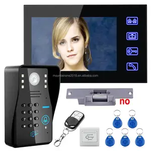 7 "RFID Mật Khẩu Video Door Phone Intercom Chuông Cửa Với IR Camera 1000 TV Line Với Không-điện Strike Khóa Cửa