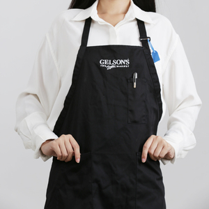 Di alta qualità pianura lungo nero poly miscela del cotone del ricamo logo matita tasca grande strumento di tasca giardino grembiule - Product Image 4