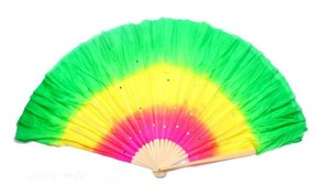 Abanico de baile del vientre con velos, abanico <span class=keywords><strong>plegable</strong></span> de bambú de mano corta para práctica de <span class=keywords><strong>bailarina</strong></span> de vientre, Color degradado - Product Image 3